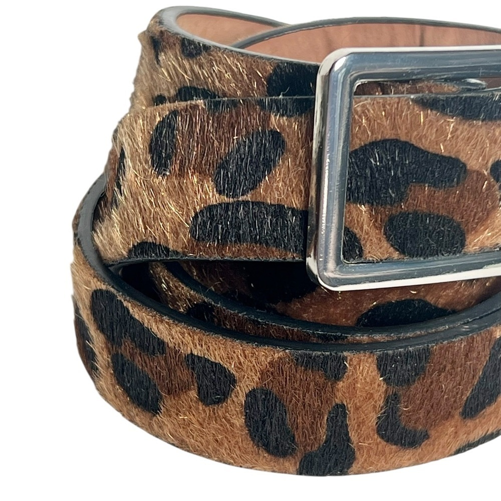 Trendy Leopard Print Pony Hair 1 Inch Wide Belt Contemporary - Picture 2 of 4
